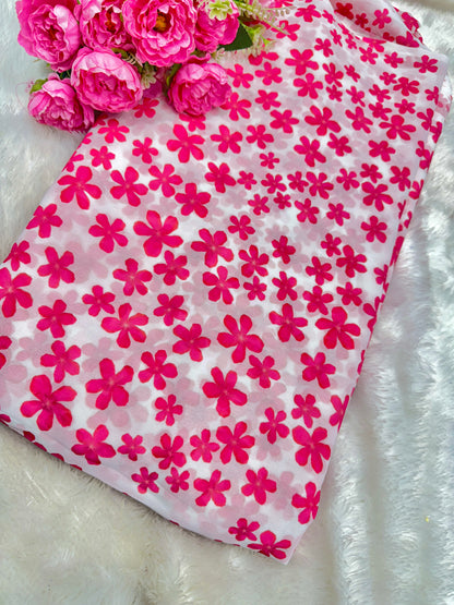 Georgette imprimée 100% douce 👗, tissu léger de 44-45 pouces de large, idéal pour les saris, les anarkalis et les robes 🥻