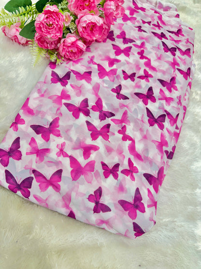 Georgette imprimée 100% douce 👗, tissu léger de 44-45 pouces de large, idéal pour les saris, les anarkalis et les robes 🥻