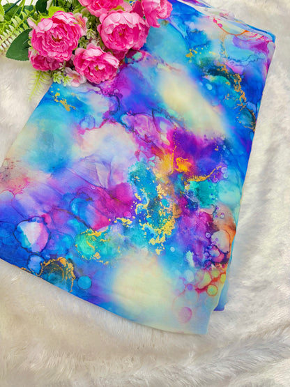 Georgette imprimée 100% douce 👗, tissu léger de 44-45 pouces de large, idéal pour les saris, les anarkalis et les robes 🥻