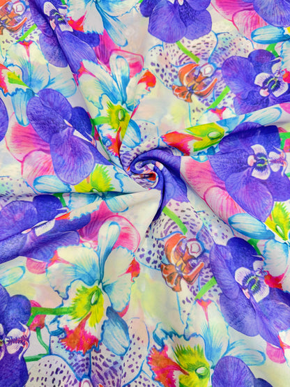 Georgette imprimée 100% douce 👗, tissu léger de 44-45 pouces de large, idéal pour les saris, les anarkalis et les robes 🥻