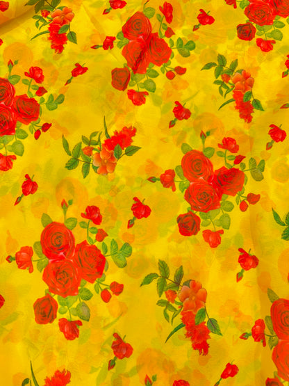 Georgette imprimée 100% douce 👗, tissu léger de 44-45 pouces de large, idéal pour les saris, les anarkalis et les robes 🥻