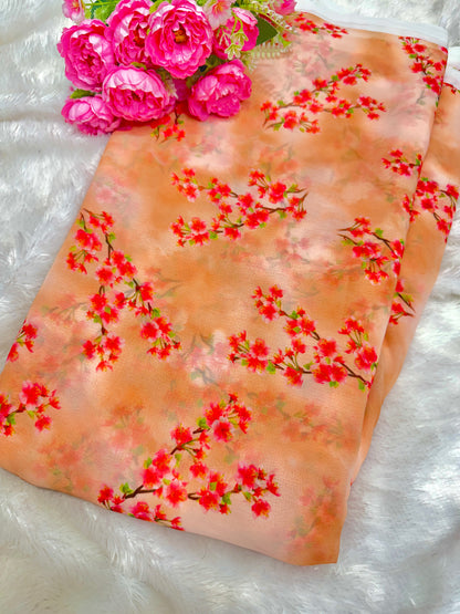 Georgette imprimée 100% douce 👗, tissu léger de 44-45 pouces de large, idéal pour les saris, les anarkalis et les robes 🥻
