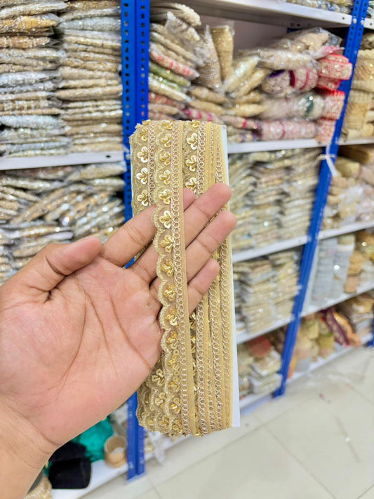 Handcrafted Royal Zari Designer Lace Bord(pack of 9 metrr ) gold fabric