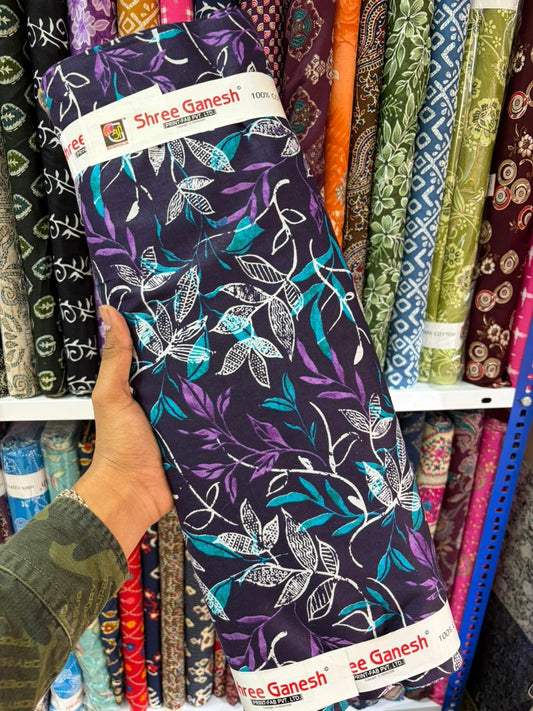 Pure 100% Cambric Cotton Printed Fabric – Soft & Elegant Ethnic Floral Design 44width Vol 2