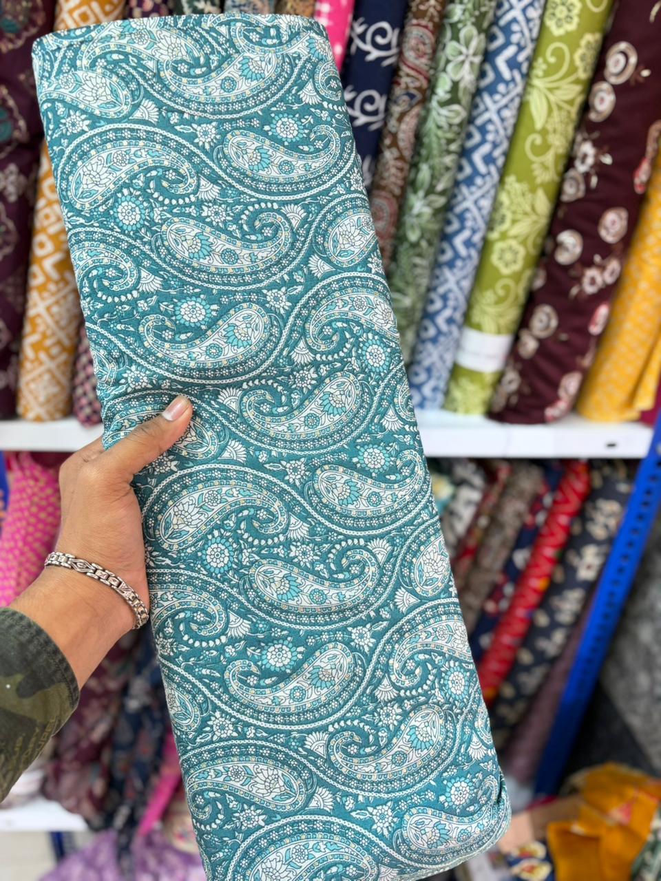 Pure 100% Cambric Cotton Printed Fabric – Soft & Elegant Ethnic Floral Design 44width Vol 2