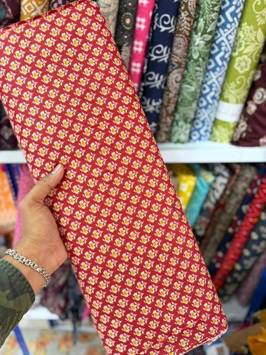Pure 100% Cambric Cotton Printed Fabric – Soft & Elegant Ethnic Floral Design 44width Vol 2
