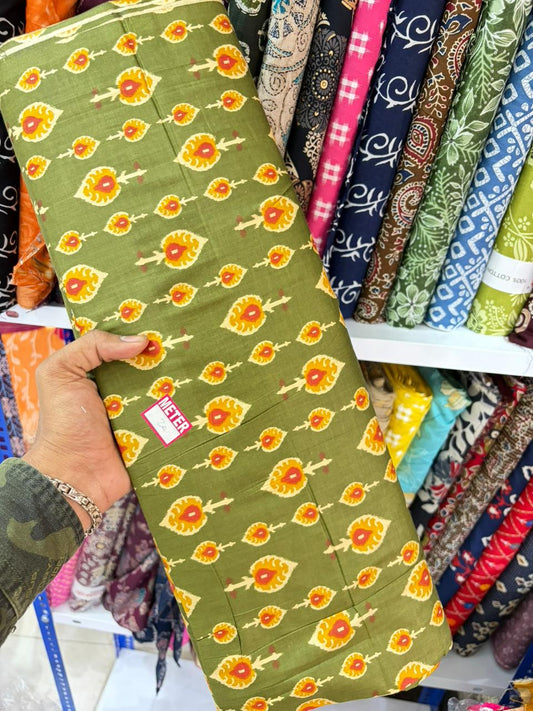 Pure 100% Cambric Cotton Printed Fabric – Soft & Elegant Ethnic Floral Design 44width Vol 2