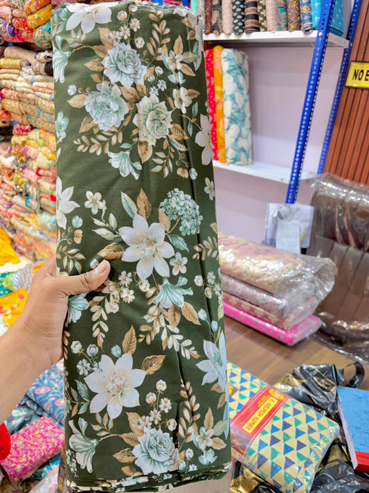 Premium Cambric Cotton Floral Print Fabric – Elegance (44” Width