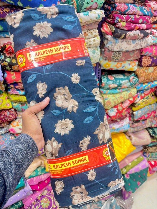 Premium Cambric Cotton Floral Print Fabric – Elegance (44” Width