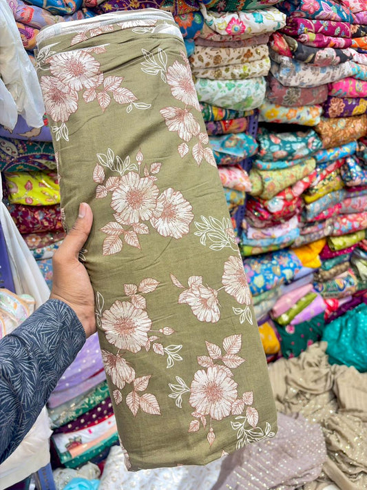 Premium Cambric Cotton Floral Print Fabric – Elegance (44” Width
