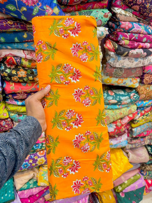 Premium Cambric Cotton Floral Print Fabric – Elegance (44” Width