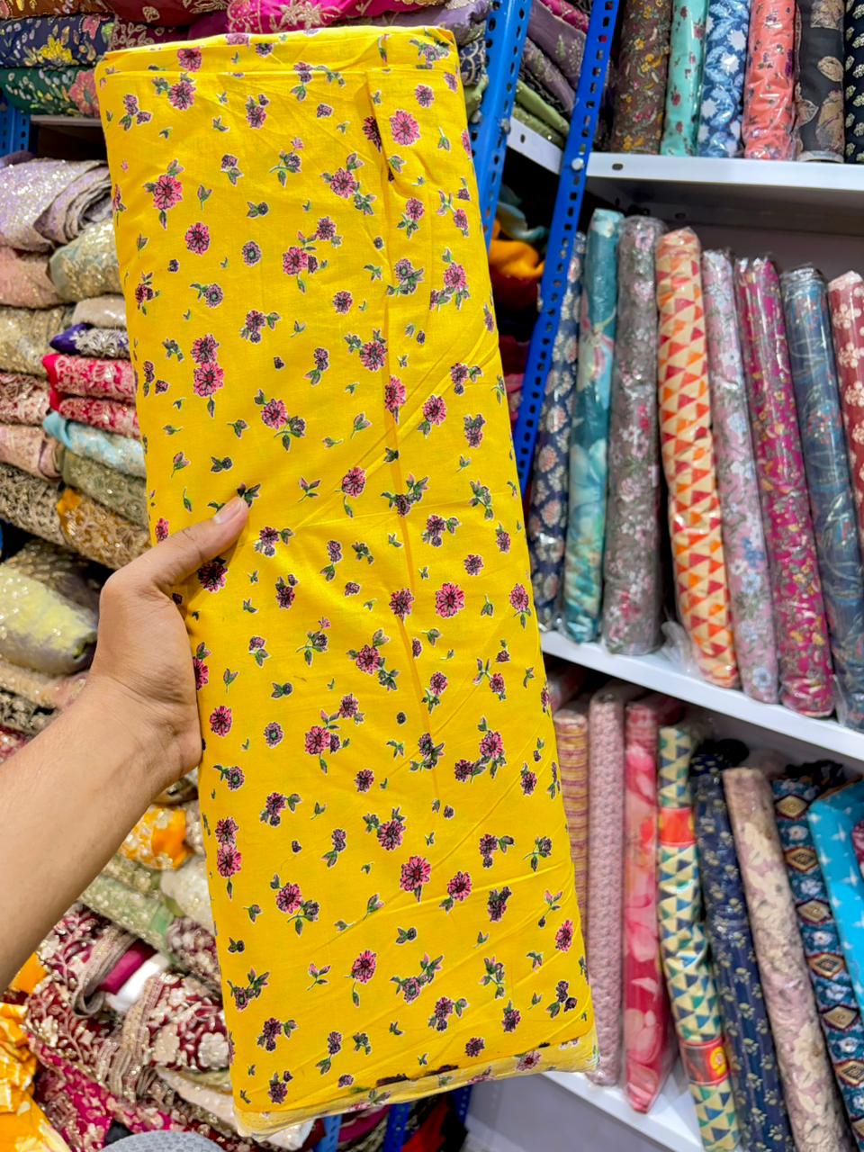 Premium Cambric Cotton Floral Print Fabric – Elegance (44” Width