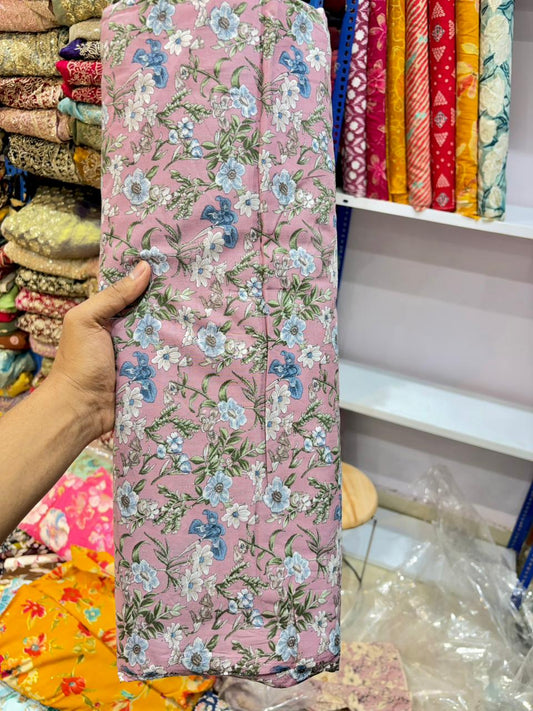 Premium Cambric Cotton Floral Print Fabric – Elegance (44” Width)