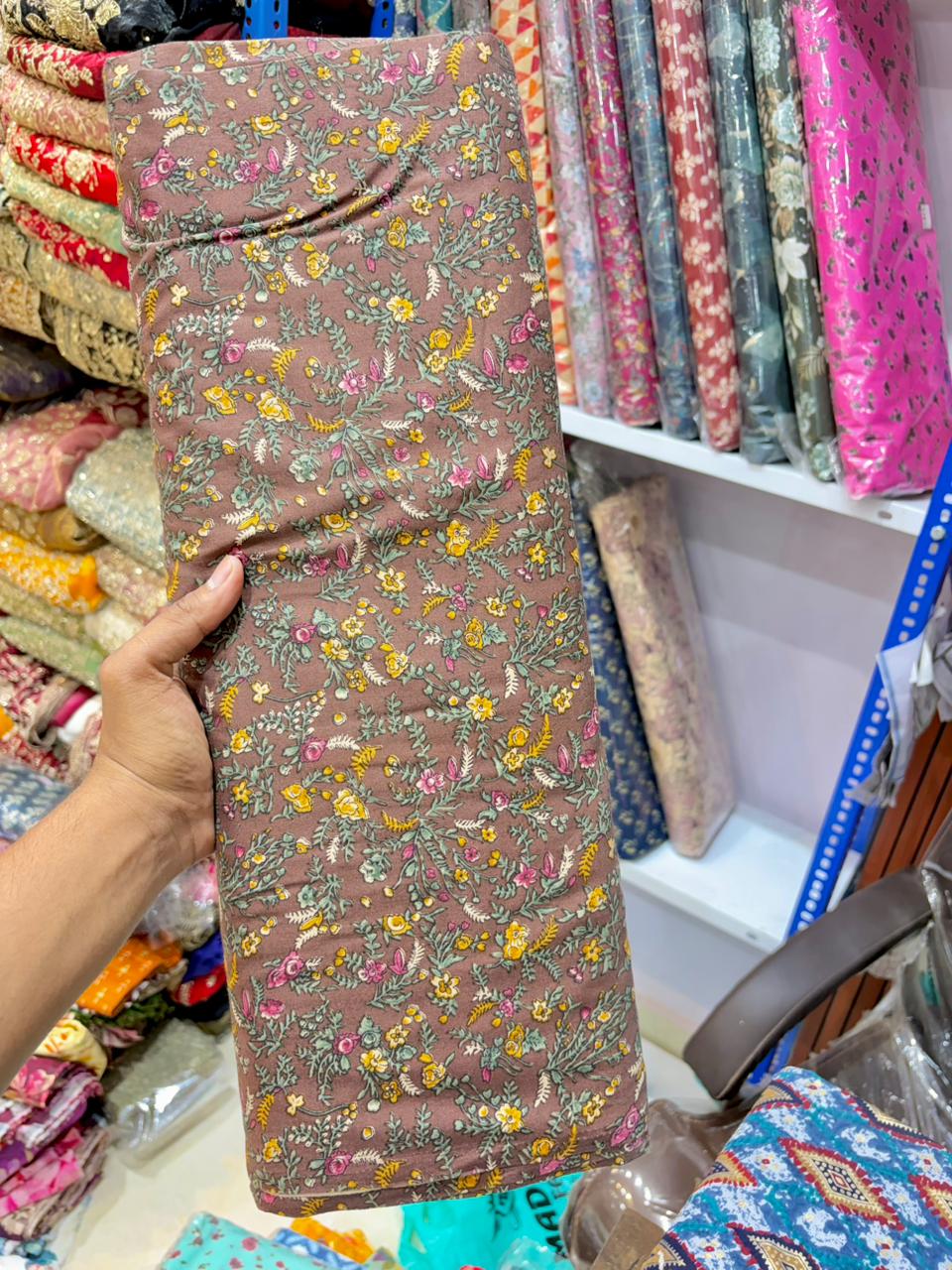 Premium Cambric Cotton Floral Print Fabric – Elegance (44” Width)
