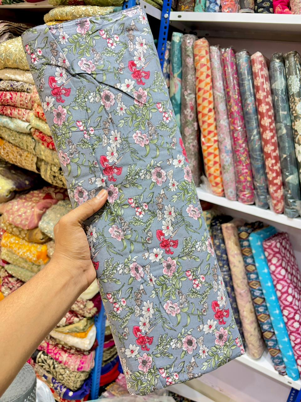 Premium Cambric Cotton Floral Print Fabric – Elegance (44” Width (Copy)