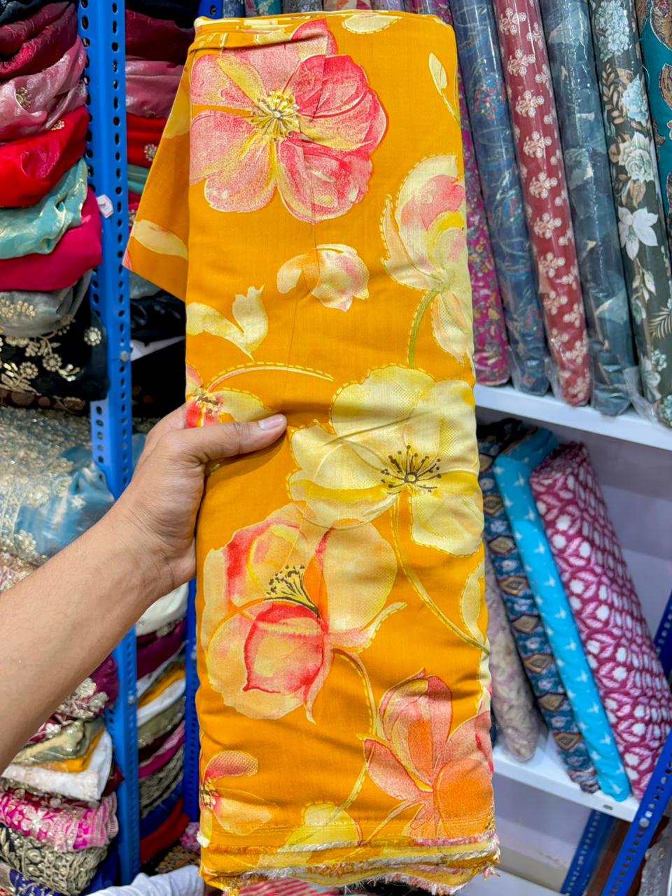 Premium Cambric Cotton Floral Print Fabric – Elegance (44” Width)