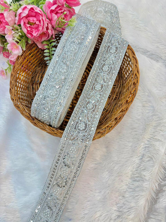 Gold handmade  & Sequin Hand-Embroidered Lace (9 Meters)bridal