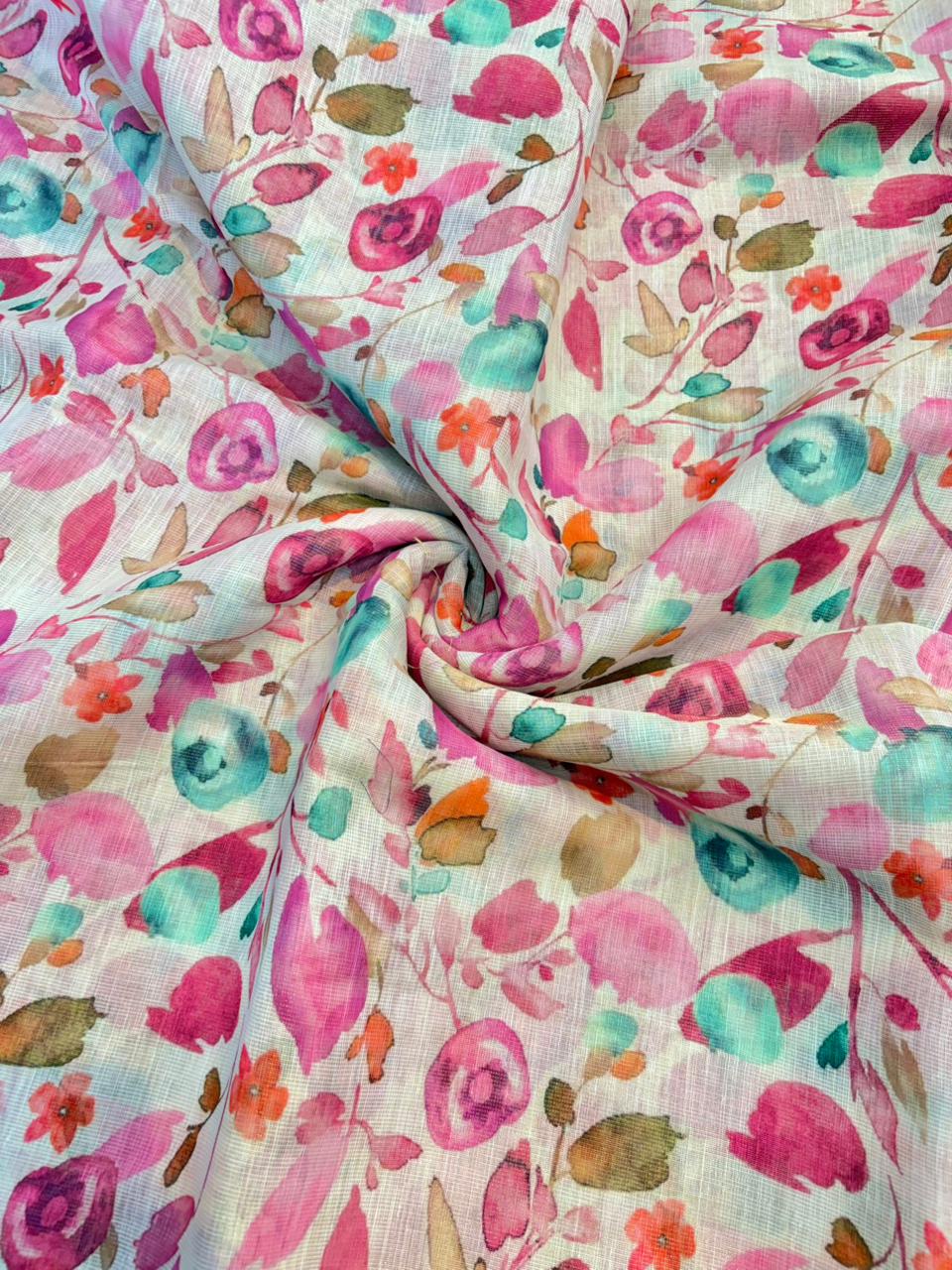 Blush Garden Shimmer Cotton – Premium Floral Print (44” Width)