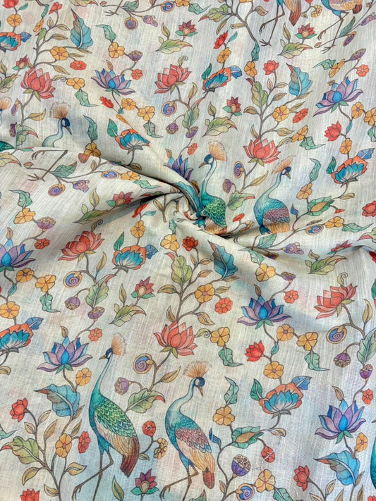 Blush Garden Shimmer Cotton – Premium Floral Print (44” Width)