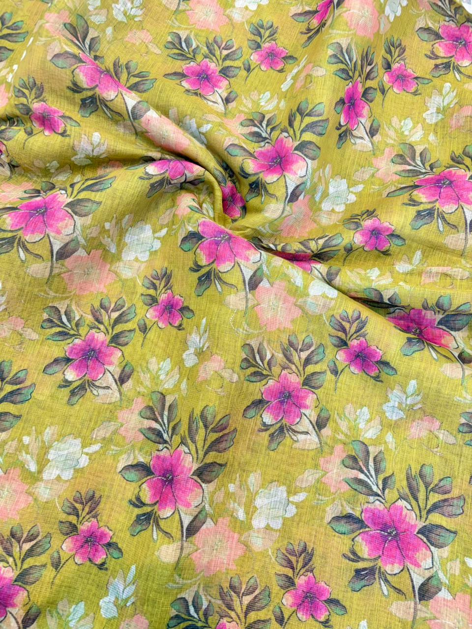 Blush Garden Shimmer Cotton – Premium Floral Print (44” Width)