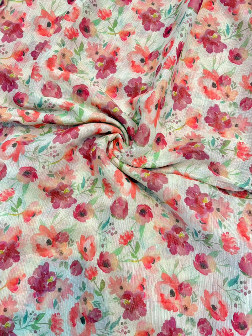 Blush Garden Shimmer Cotton – Premium Floral Print (44” Width)