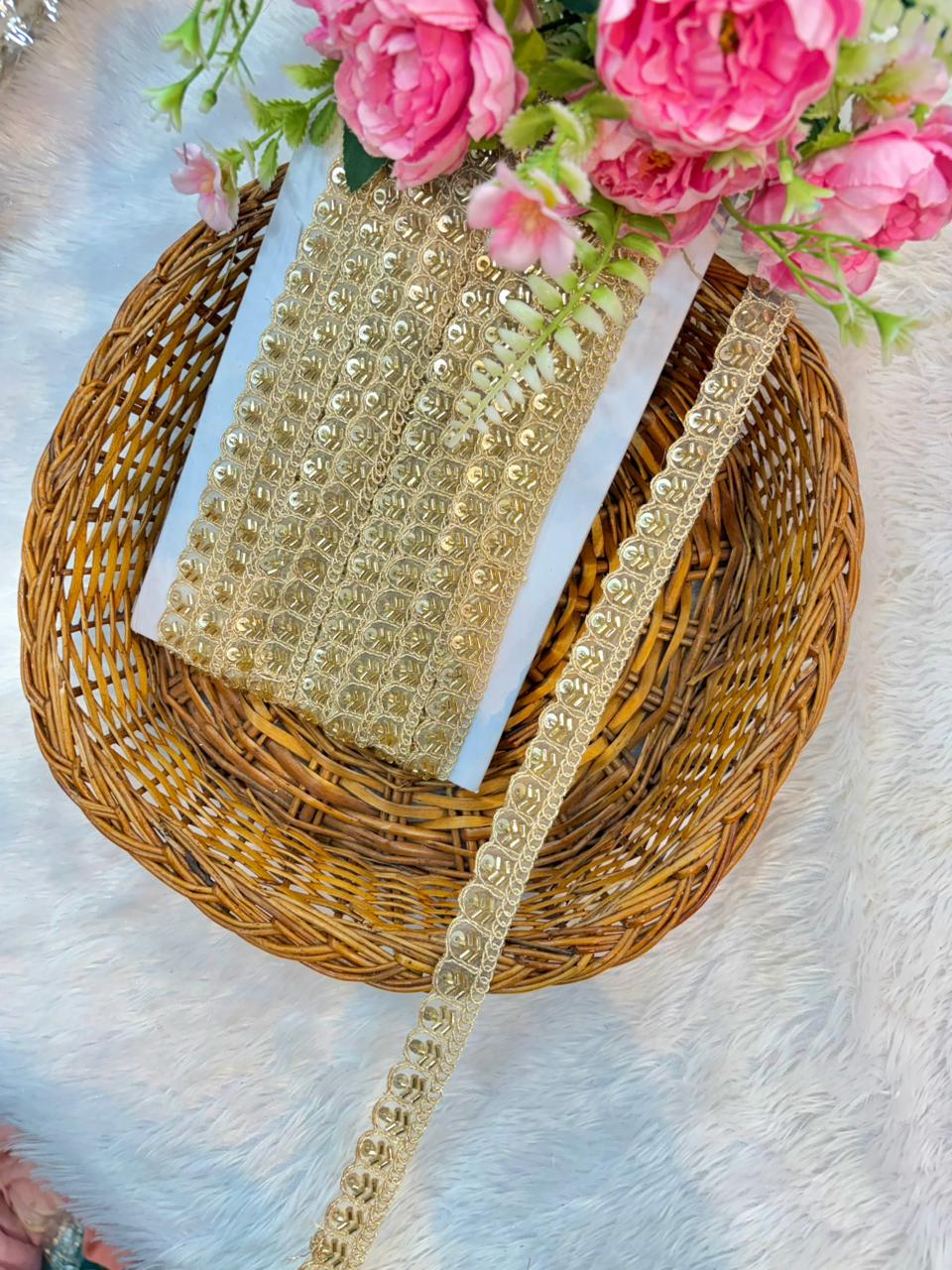 Royal Zari  Handmade Lace Trim – Premium Sare ,Dupatta Border (9 Meter Pack) gold