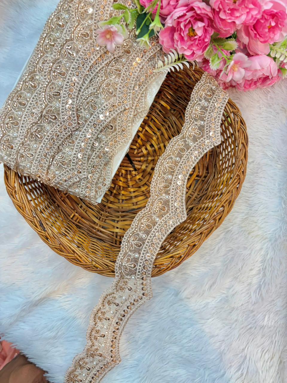 premium Scallop 🥻 Lace Trim – Designer Handmade Border (9 Meter Pack) bride