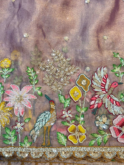 Tissue Embroidered Fabric soft lite weight  Garden Glass width 44 bride 👰