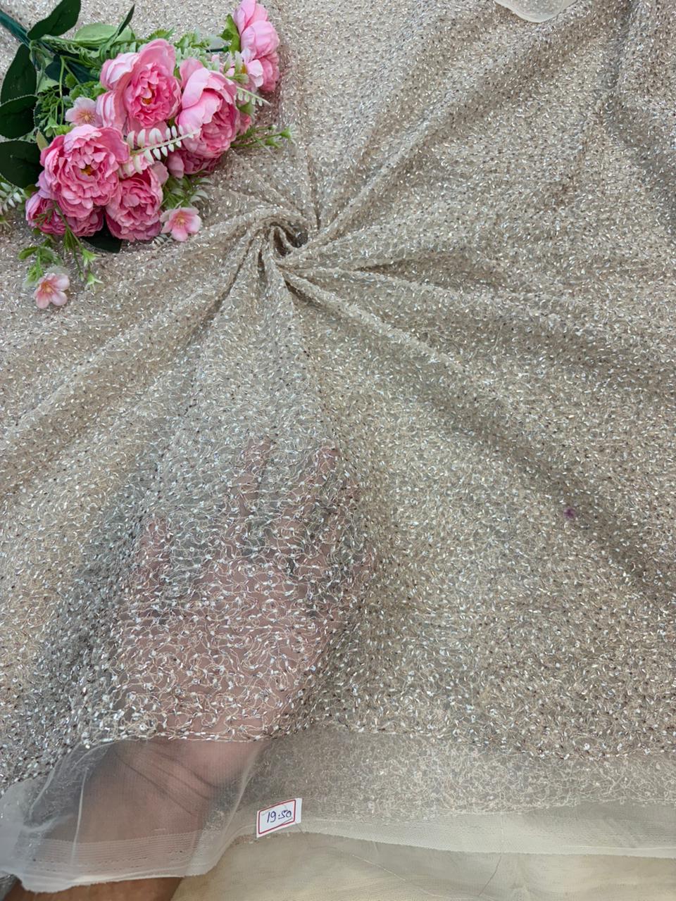 Radiant Ember Glitter Net Fabric – 44” Width