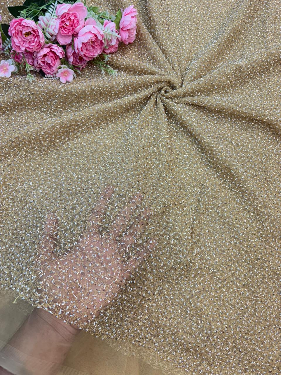 Radiant Ember Glitter Net Fabric – 44” Width
