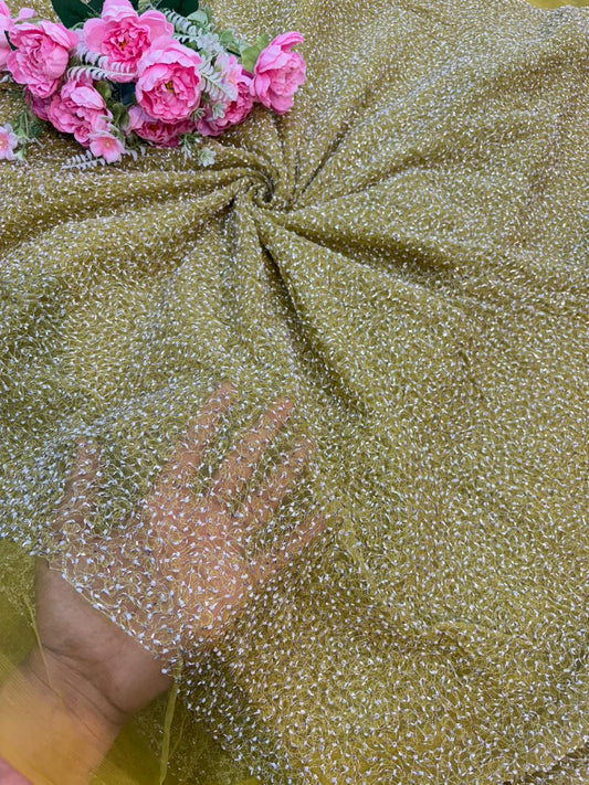 Radiant Ember Glitter Net Fabric – 44” Width