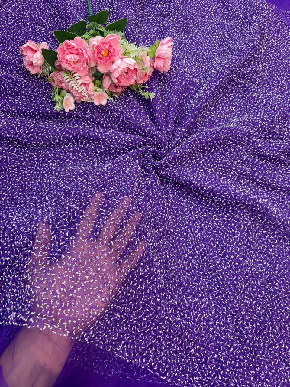 Radiant Ember Glitter Net Fabric – 44” Width