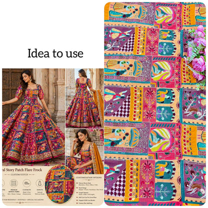 Trending ♥️Royal Heritage Story Print Crepe Fabric width 44