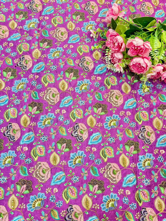 Trending flower desing♥️😍Royal Heritage Story Print Crepe Fabric width 44