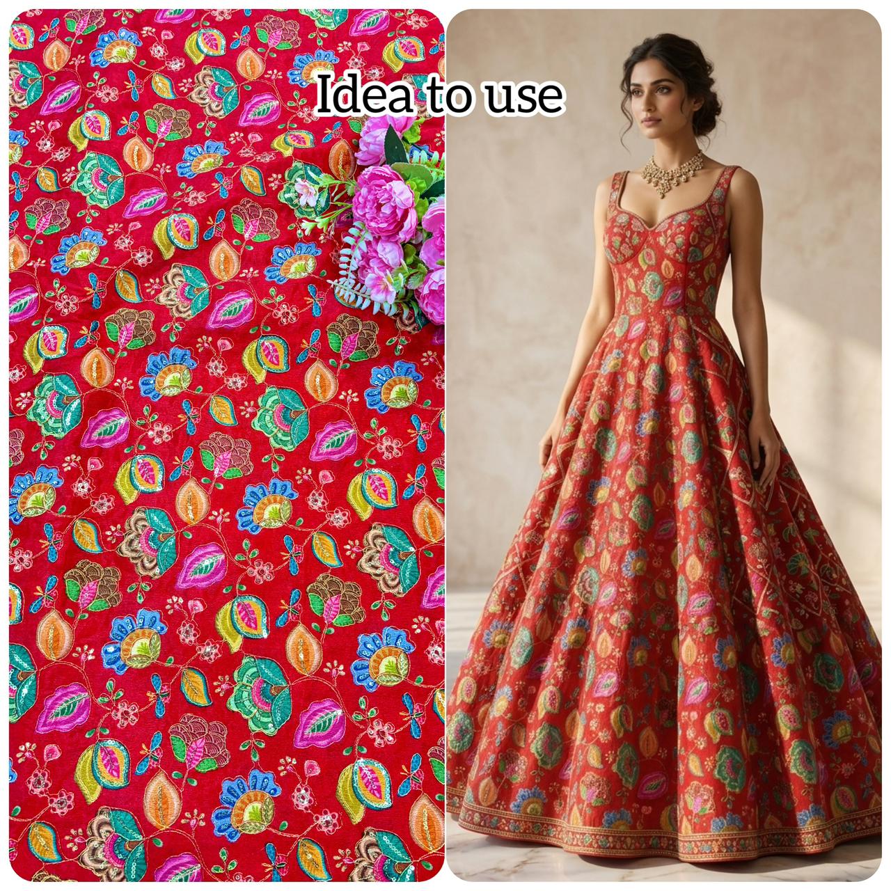 Trending flower desing♥️😍Royal Heritage Story Print Crepe Fabric width 44