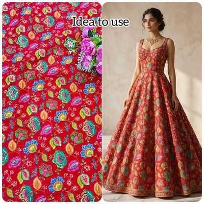 Trending flower desing♥️😍Royal Heritage Story Print Crepe Fabric width 44