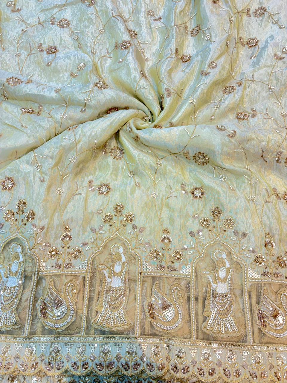 Noor-E-Rajwada Elephant Zari Bridal Fabric – 60” Premium Couture Textile”