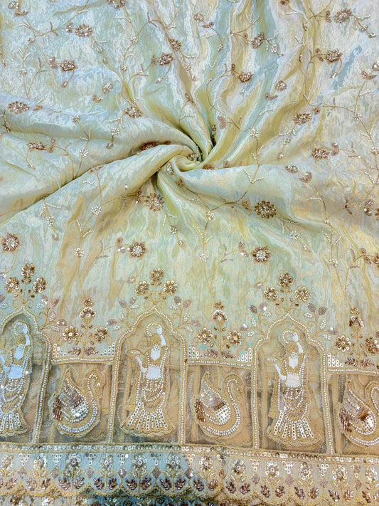 Noor-E-Rajwada Elephant Zari Bridal Fabric – 60” Premium Couture Textile”