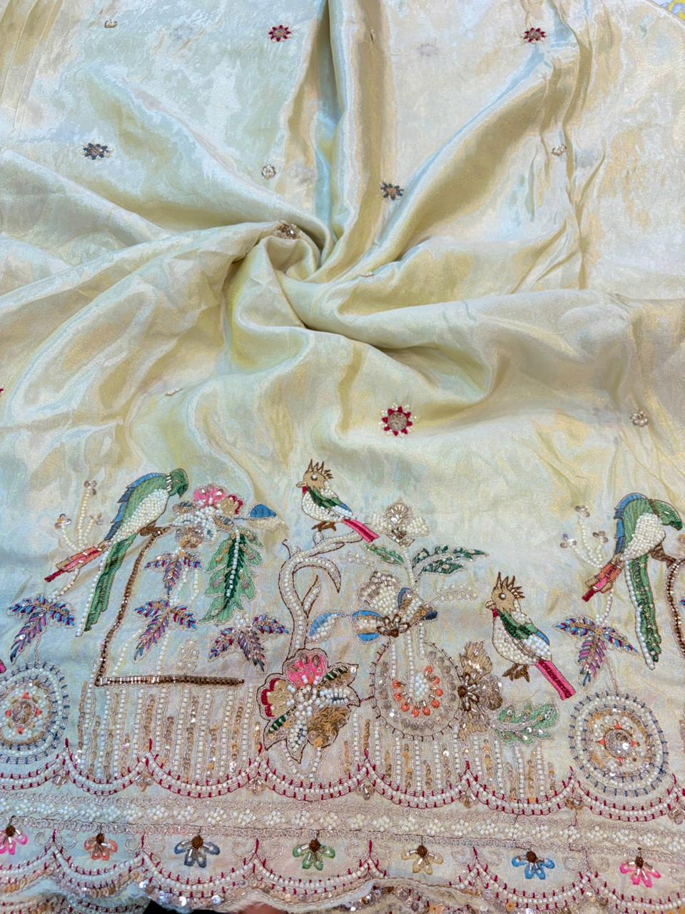 Noor-E-Rajwada Elephant Zari Bridal Fabric – 60” Premium Couture Textile”