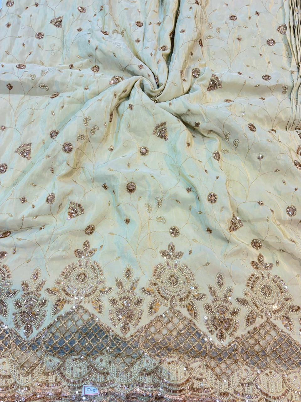 Noor-E-Rajwada Elephant Zari Bridal Fabric – 60” Premium Couture Textile”