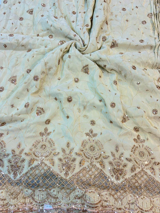 Noor-E-Rajwada Elephant Zari Bridal Fabric – 60” Premium Couture Textile”