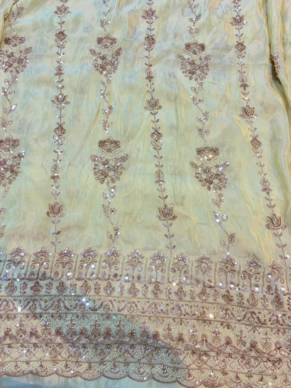 Noor-E-Rajwada Elephant Zari Bridal Fabric – 60” Premium Couture Textile”