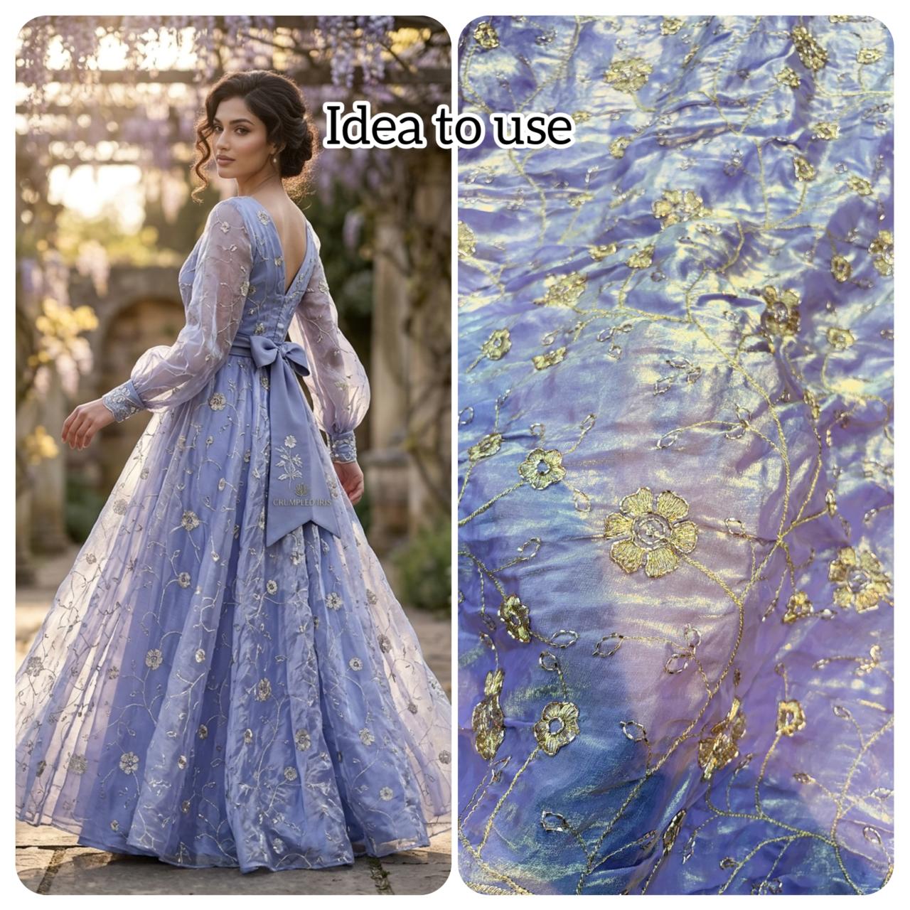Exclusive Fendy Silk with Intricate Artisanal Beadwork width 44