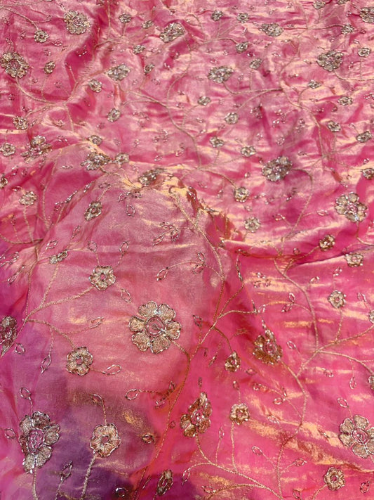 Exclusive Fendy Silk with Intricate Artisanal Beadwork width 44