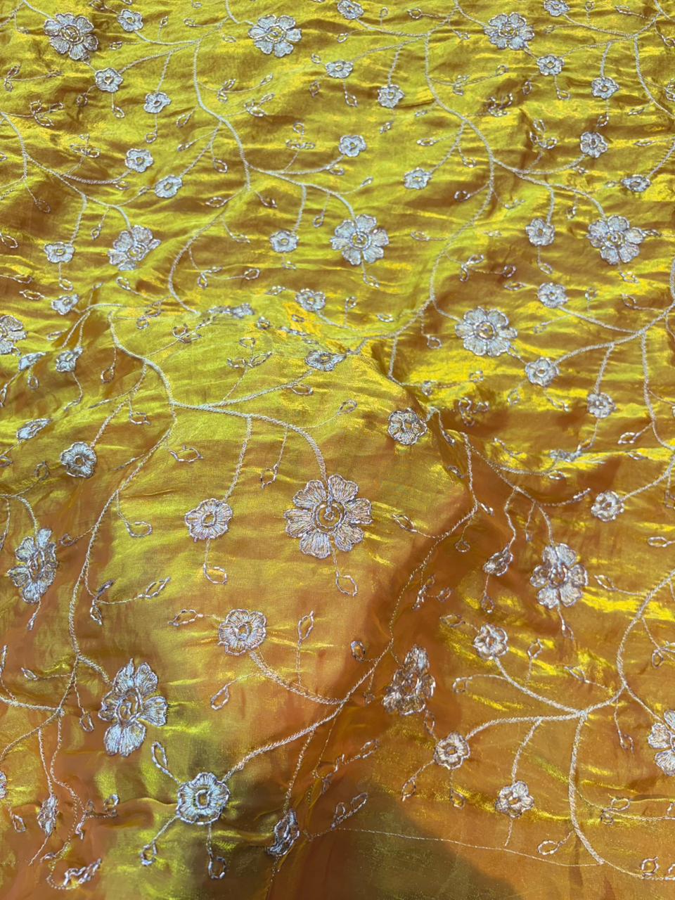 Exclusive Fendy Silk with Intricate Artisanal Beadwork width 44