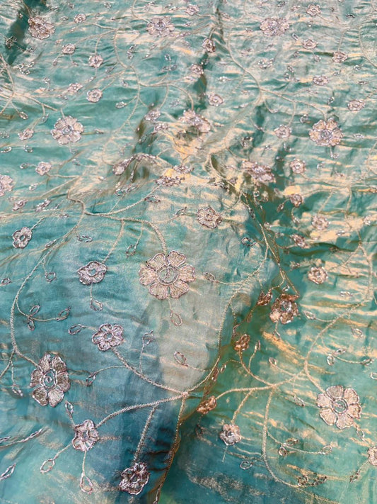 Exclusive Fendy Silk with Intricate Artisanal Beadwork width 44