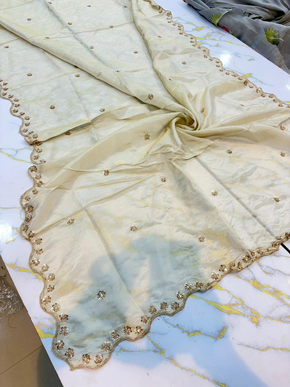 Luxe viscous Tissue Dupatta with Handcrafted  Border 2.75 meter Dyble ✅