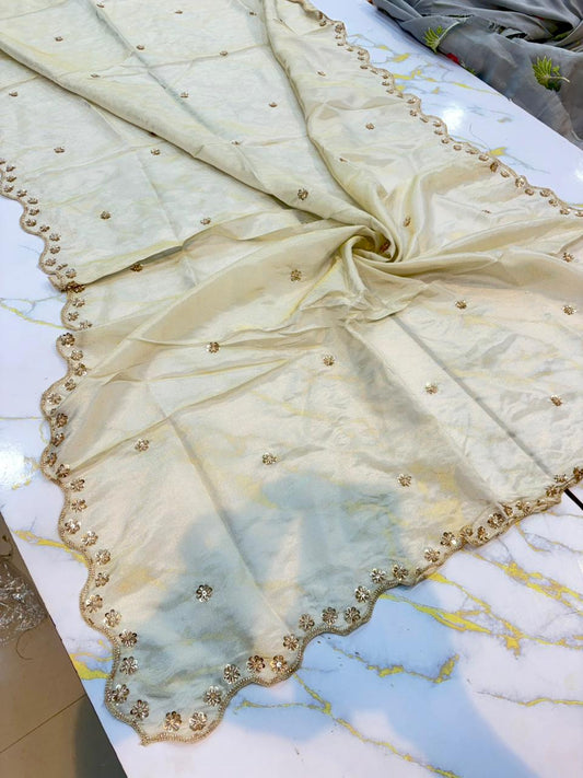 Luxe viscous Tissue Dupatta with Handcrafted  Border 2.75 meter Dyble ✅