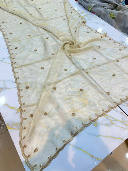 Luxe viscous Tissue Dupatta with Handcrafted  Border 2.75 meter Dyble ✅
