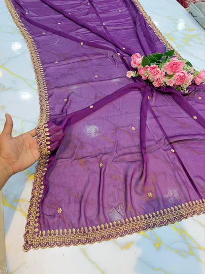 Regal Rangoli Silk Dupatta with Handcrafted Pearl & Zari Border (2.75M)
